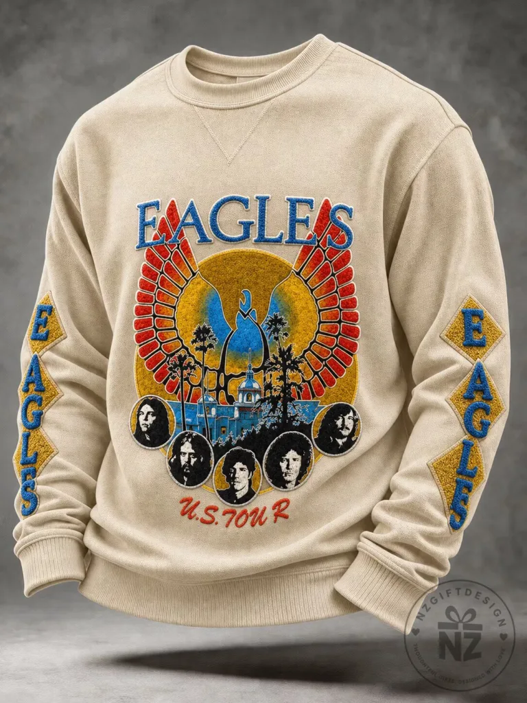 The Eagles Band U.S. Tour 1970s Music Concert Crewneck Sweatshirt 1 The Eagles Band U.S. Tour 1970s Music Concert Crewneck Sweatshirt