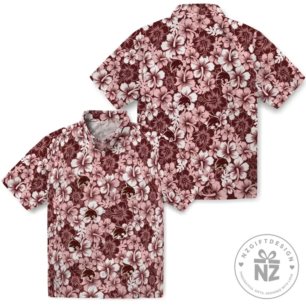 Texas State Bobcats Floral Pattern Maroon Hawaiian Shirt