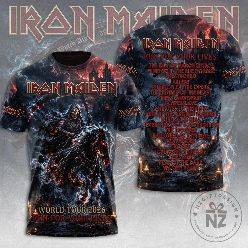 Iron Maiden World Tour 2026 Run for Your Lives Album Art T-Shirt