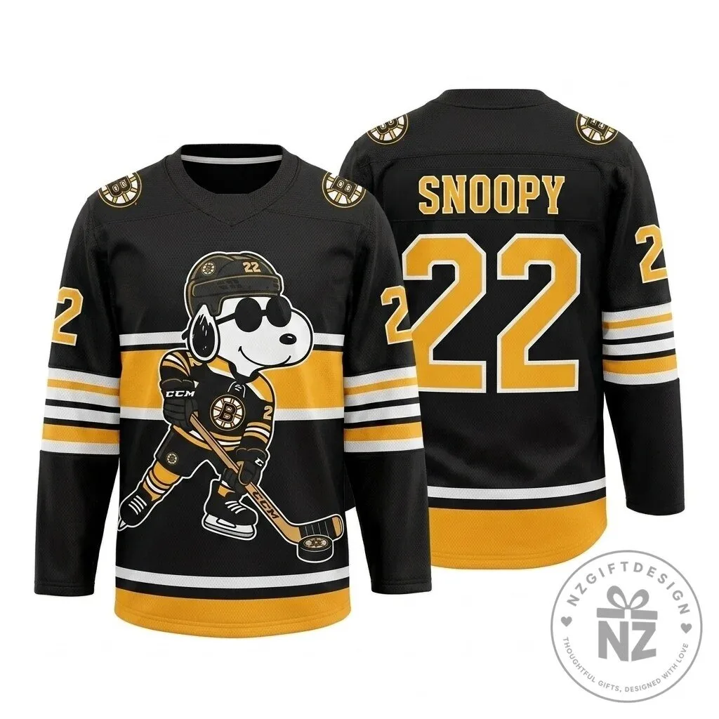 Snoopy Boston Bruins Ice Hockey Sports Fan Jersey