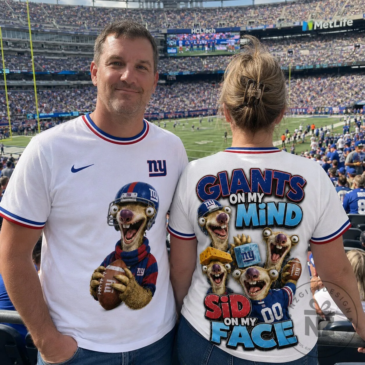 New York Giants Football Sid On My Face Funny Cartoon White T-Shirt