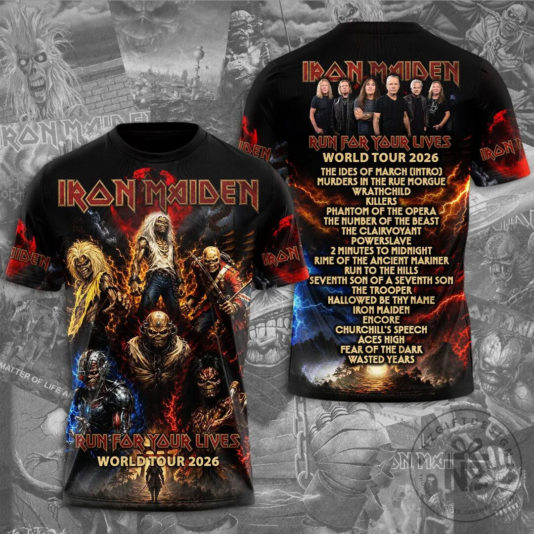 2026 Iron Maiden Run For Your Lives Tour T-Shirt for Music Fans