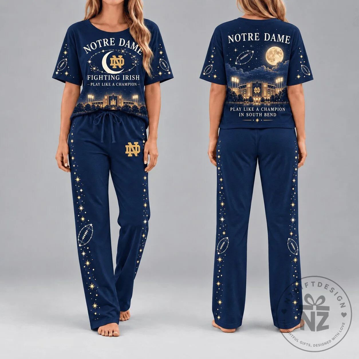 Notre Dame Fighting Irish Play Like A Champion Women's Pajamas Set