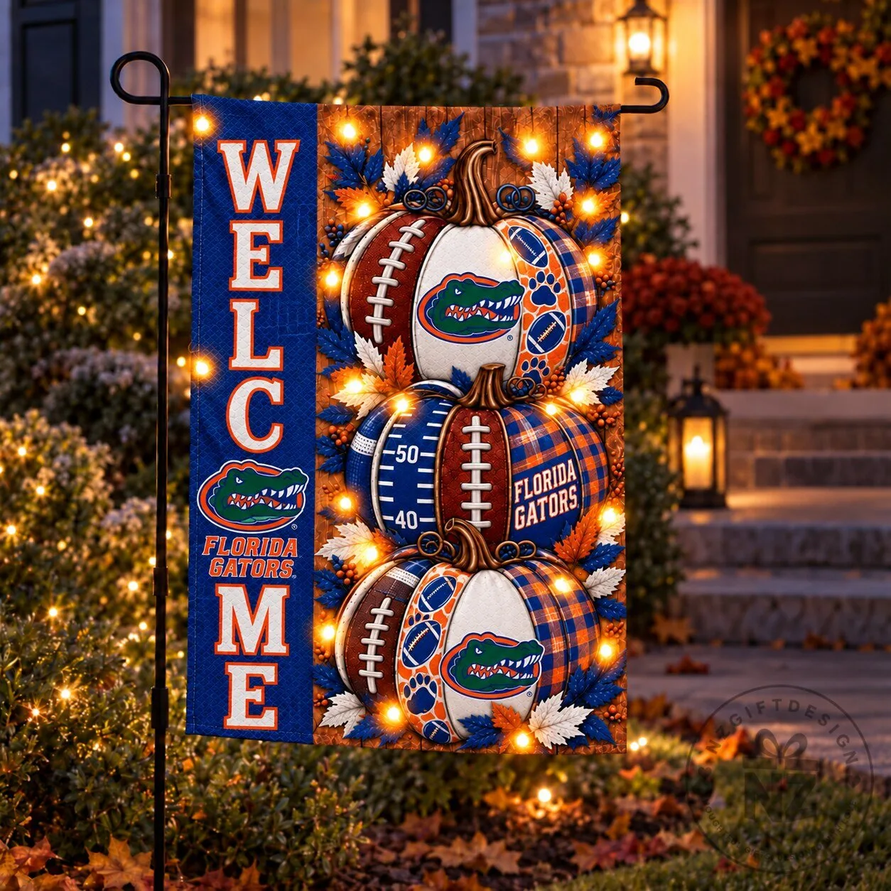 Florida Gators Football Pumpkins Welcome Autumn Garden Flag