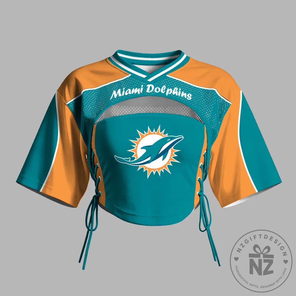 Miami Dolphins Women's Cropped Mesh Short Sleeve Top Miami Dolphins Women's Cropped Mesh Short Sleeve Top