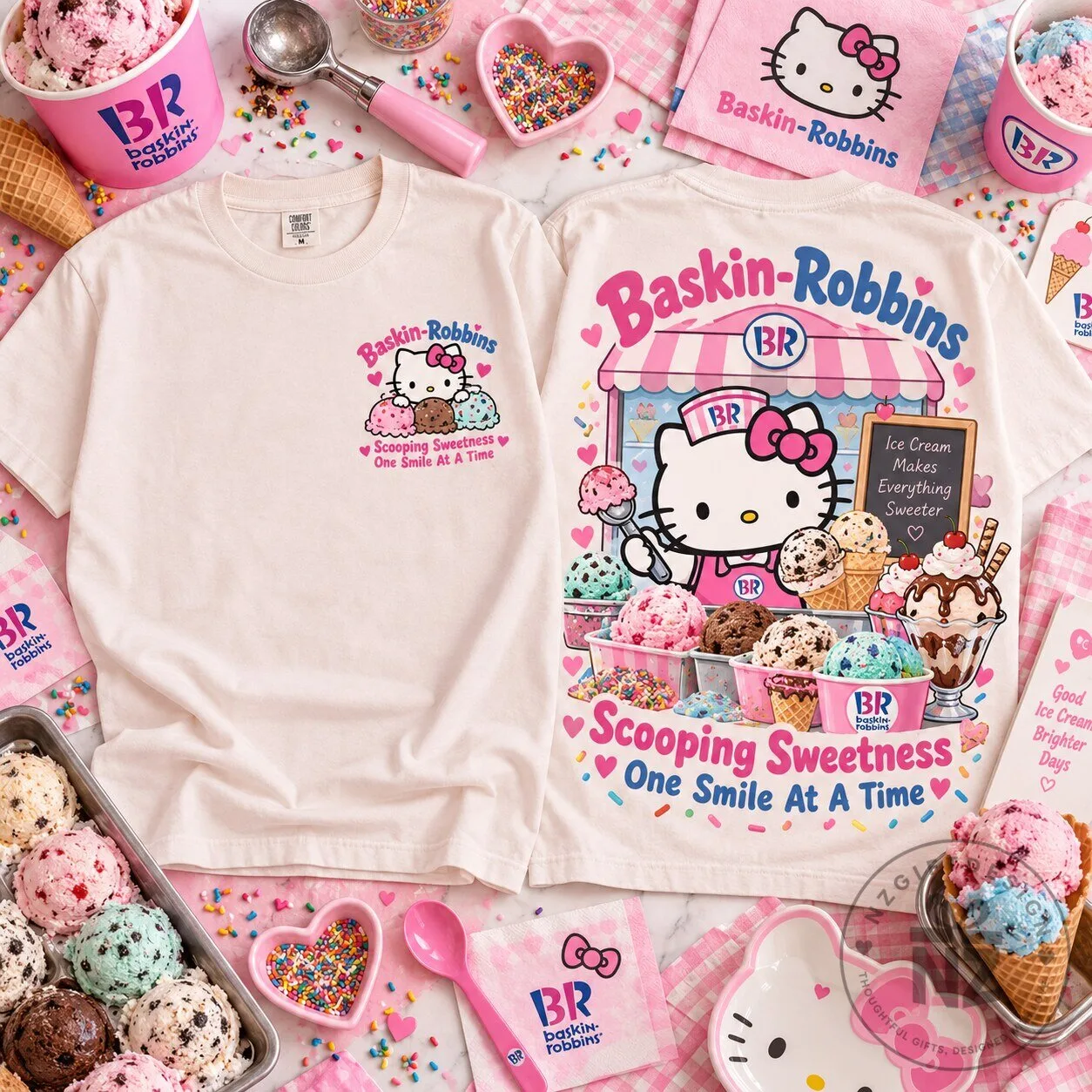 Baskin Robbins Hello Kitty Ice Cream Shop Scooping Sweetness T-Shirt