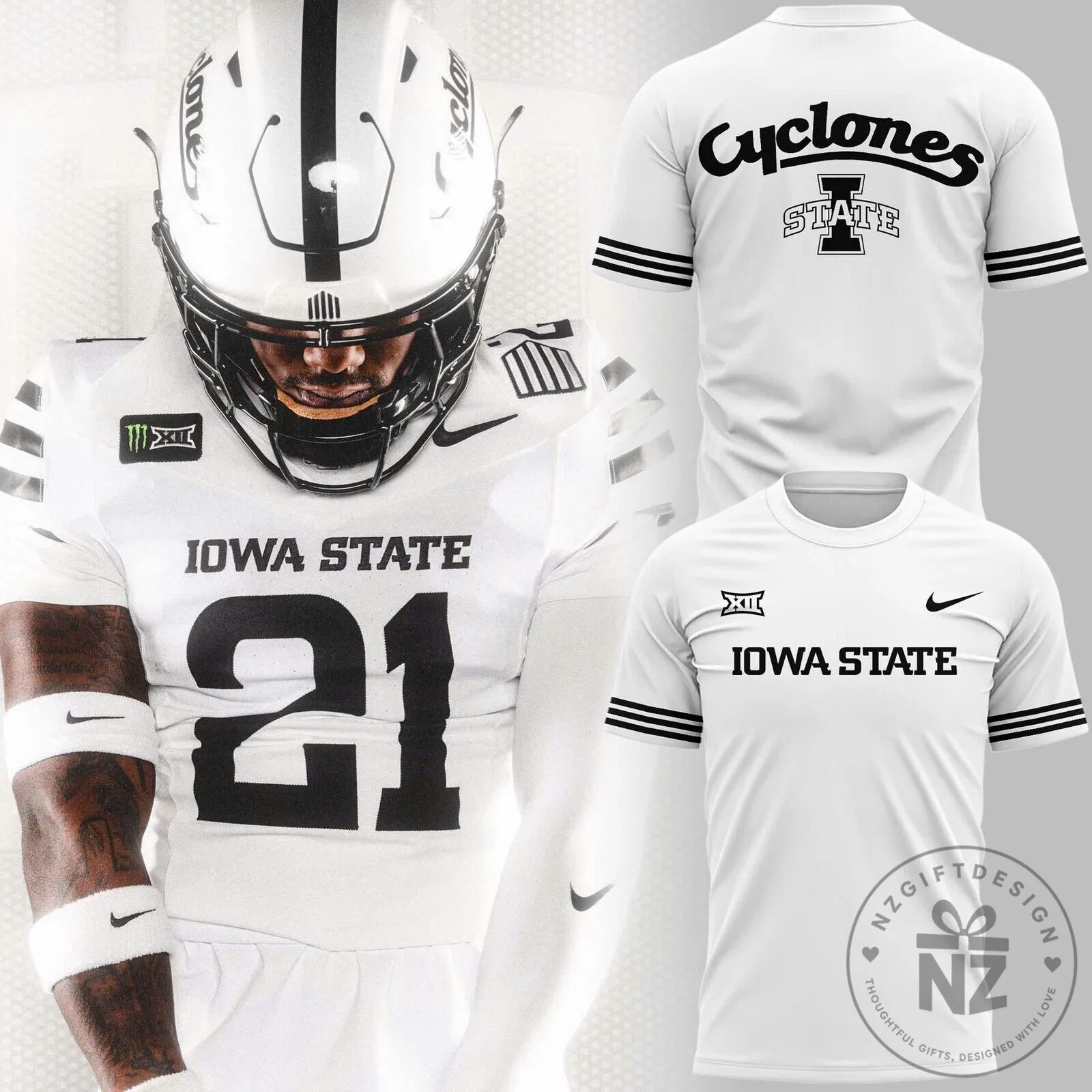 Iowa State Cyclones Football Team White Short Sleeve Fan T-Shirt
