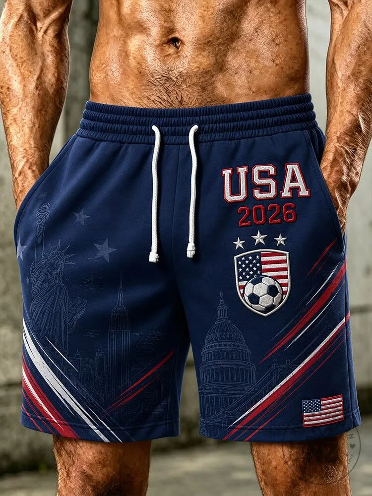 USA 2026 World Cup Soccer Team Navy Blue Athletic Shorts
