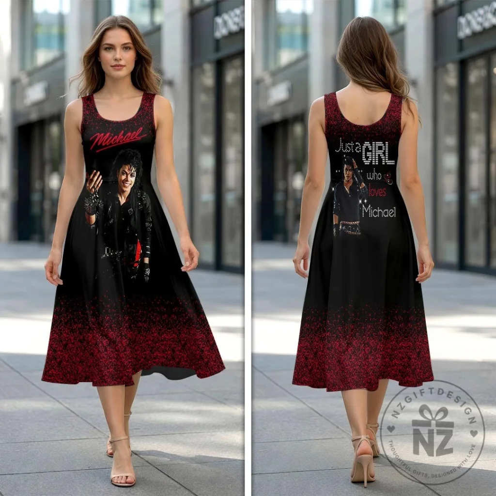 Michael Jackson Thriller Era Black and Red Sleeveless Dress 1 Michael Jackson Thriller Era Black and Red Sleeveless Dress