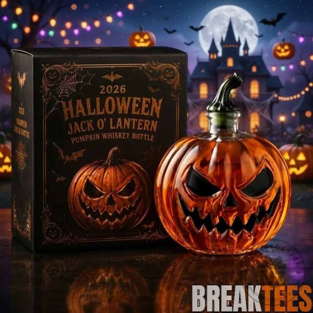 Halloween Jack O' Lantern Pumpkin Whiskey Bottle Decanter