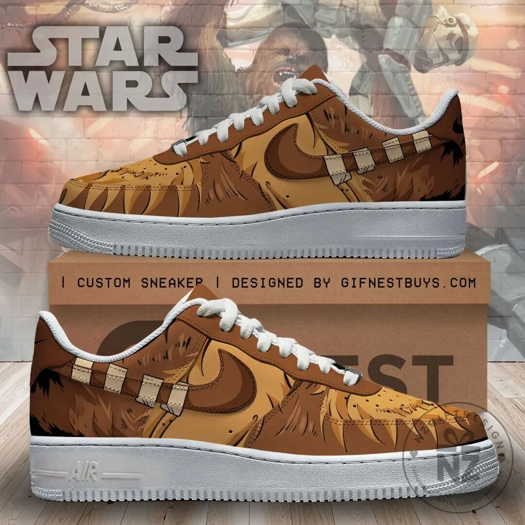 Star Wars Chewbacca Faux Fur Design Custom Air Force 1 Sneakers