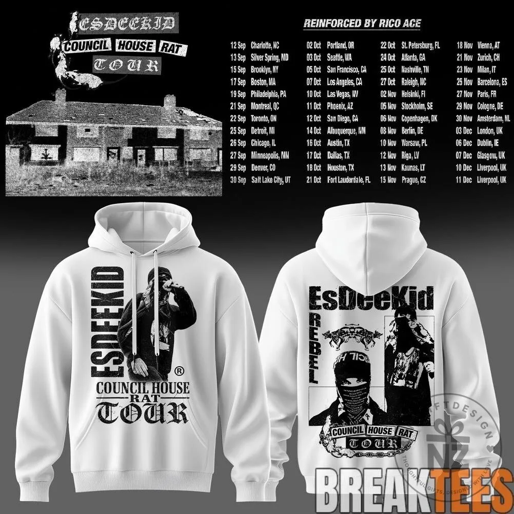 EsDeeKid Council House Rat Tour Concert Merch White Hoodie