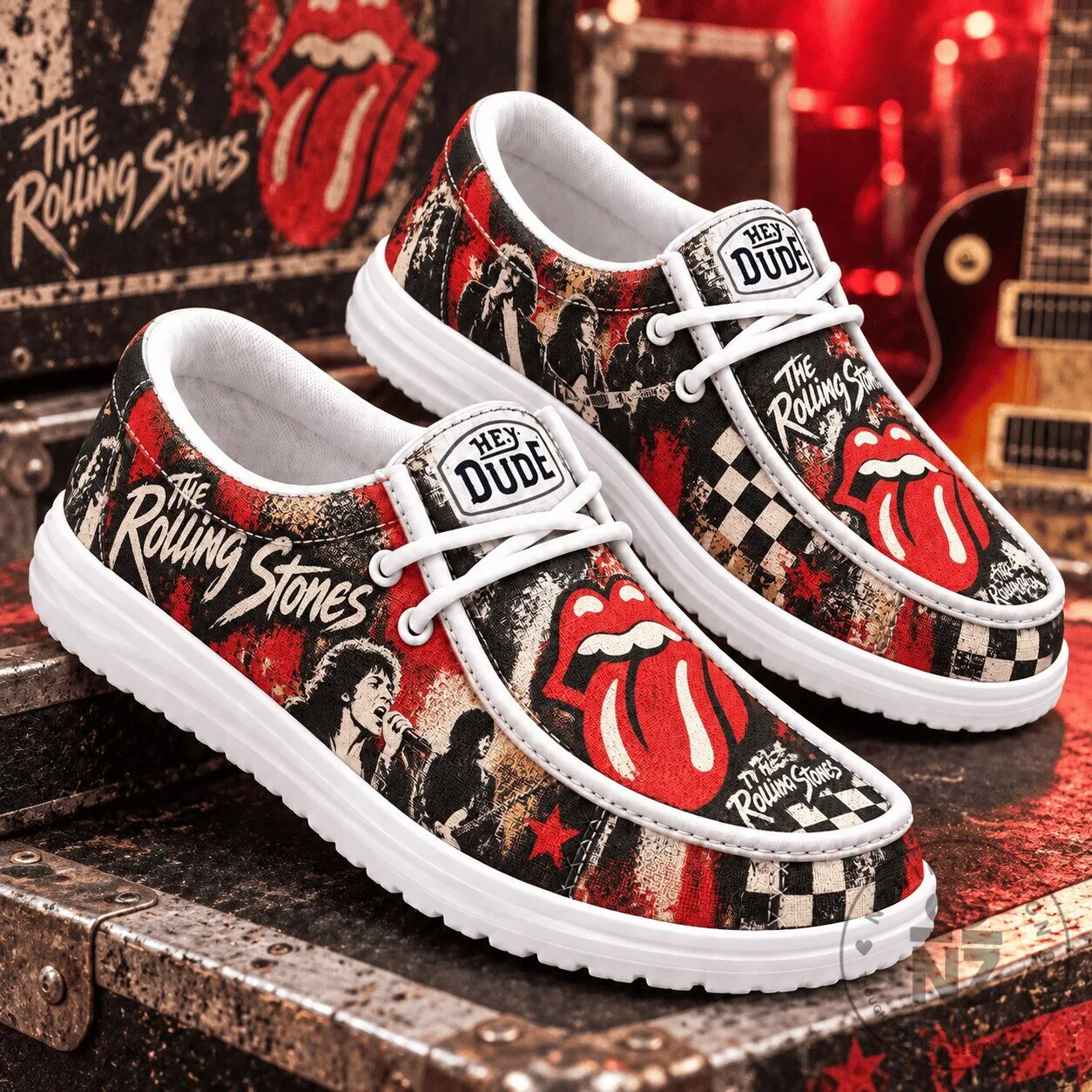 The Rolling Stones Iconic Tongue Rock Band Loafer Shoes for Men and Women