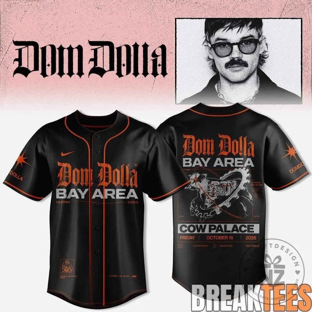 Dom Dolla Bay Area Cow Palace Tour 2026 Black Baseball Jersey