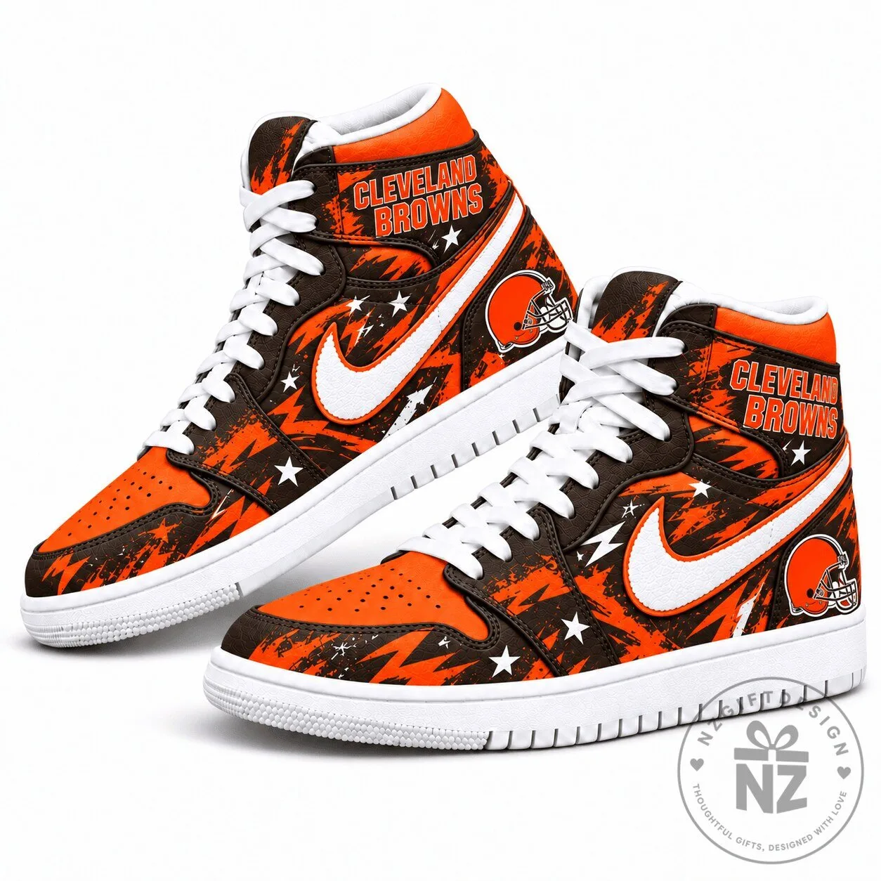 Cleveland Browns Graffiti Style High Top Sneakers Custom Team Fan Shoes