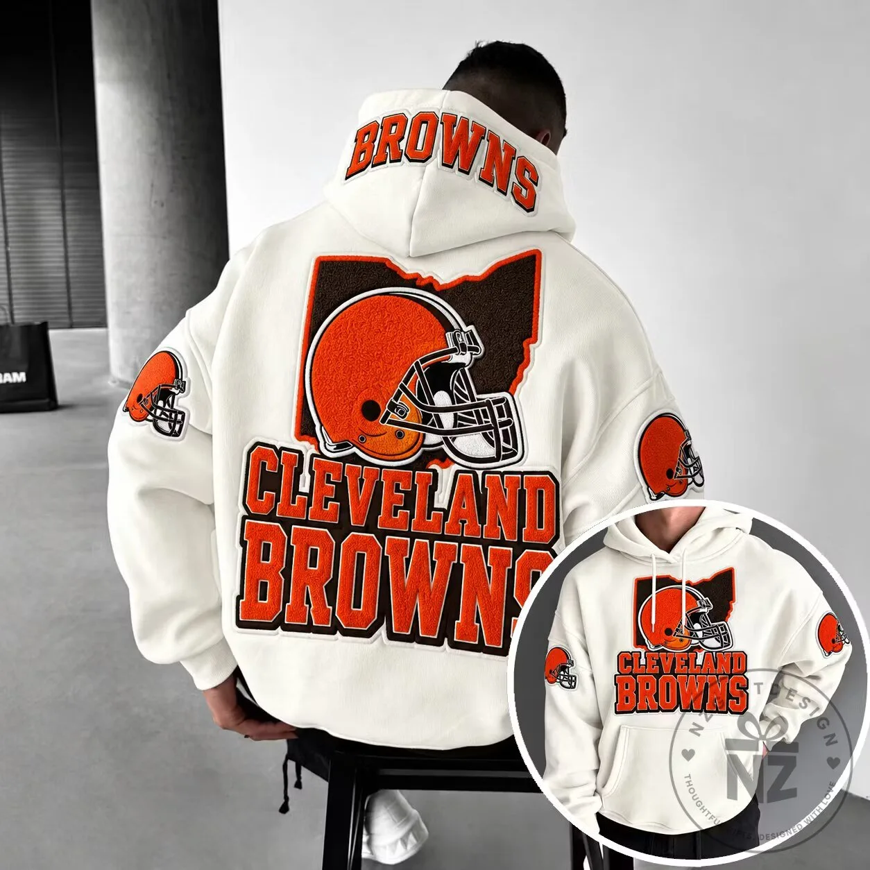 Cleveland Browns American Football Team Logo and Helmet Hoodie