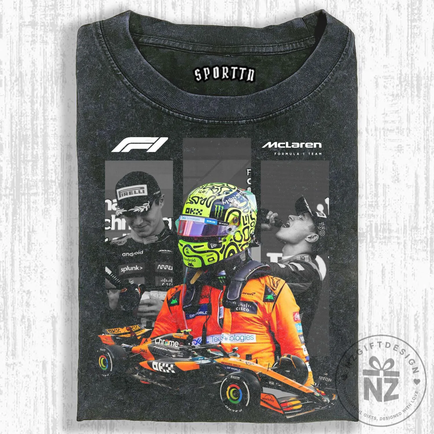 T-Shirt Celebrating Lando Norris as a Formula 1 Champion Racer