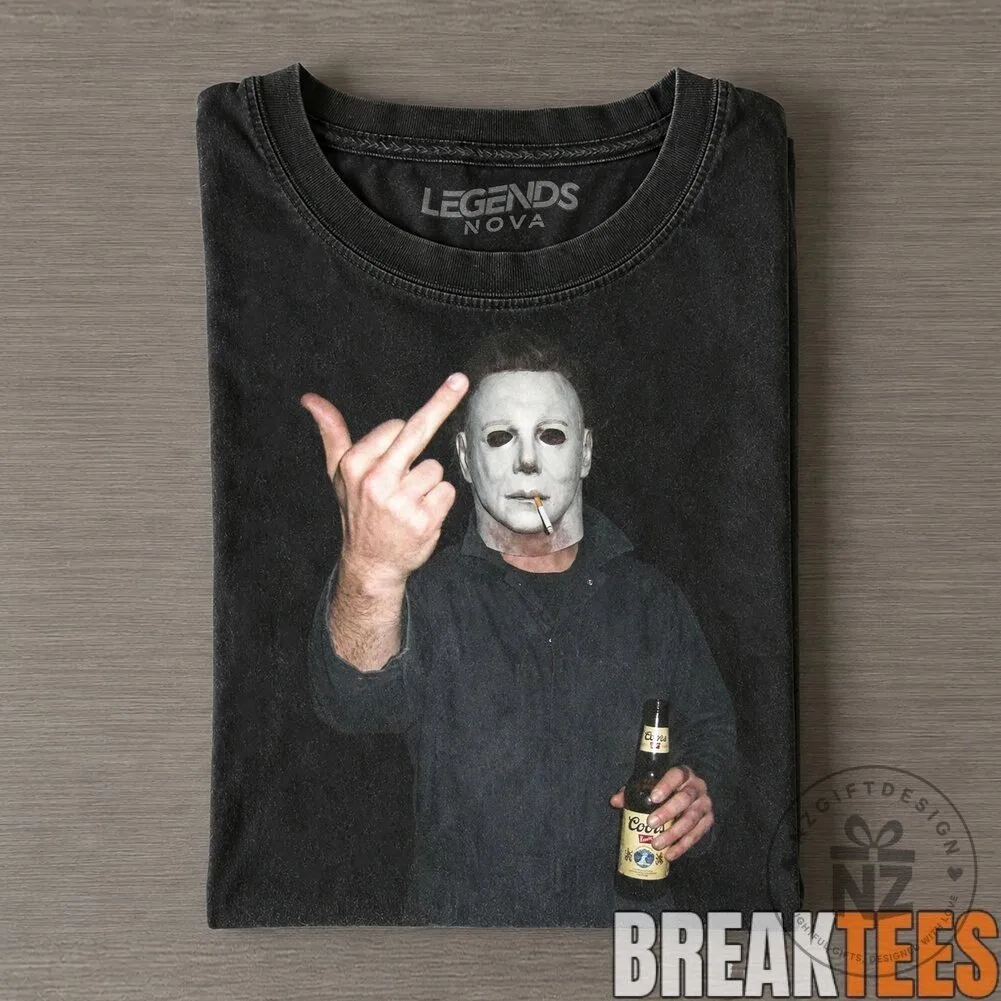 Michael Myers Horror Movie Middle Finger Vintage Graphic T-Shirt