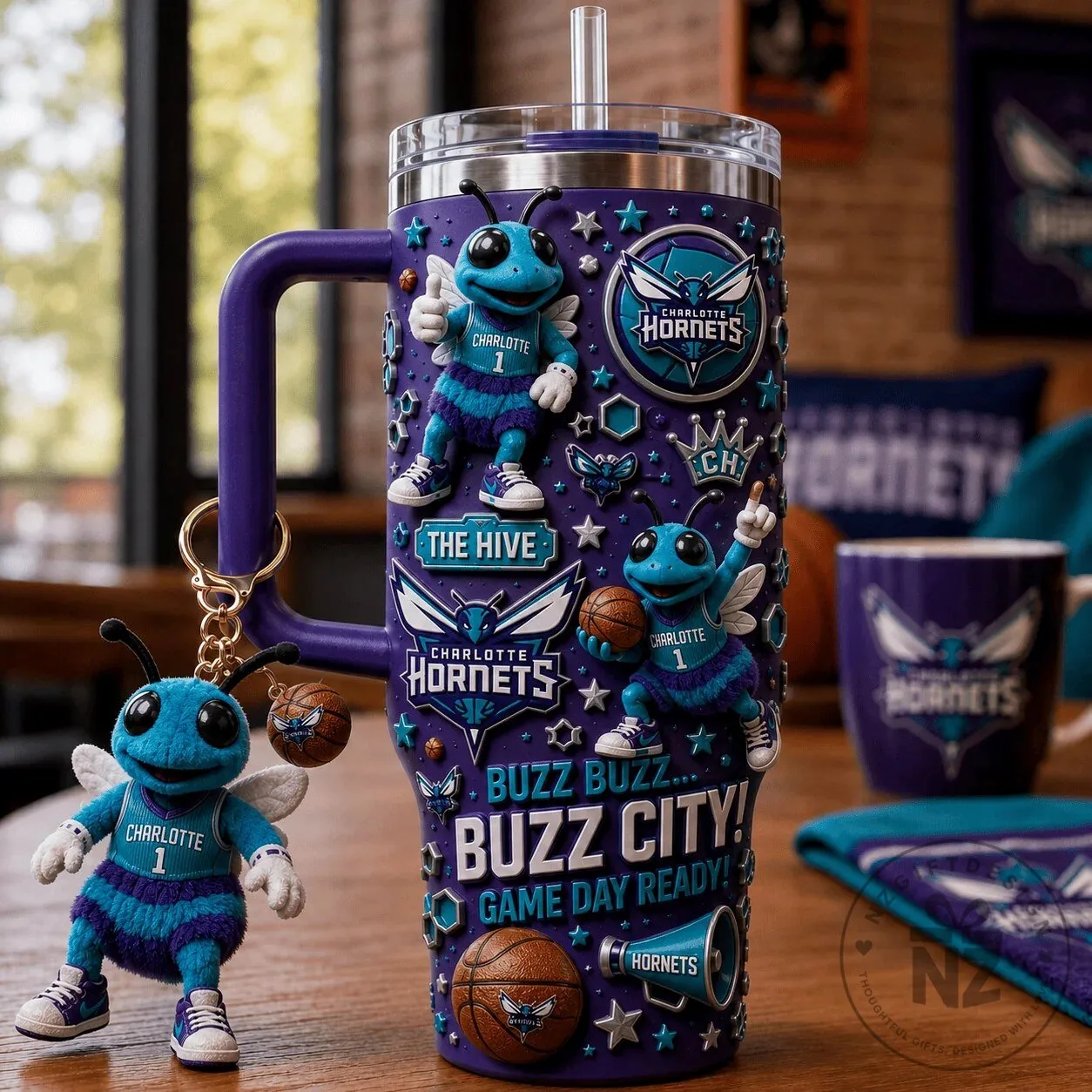 Charlotte Hornets NBA Basketball Team Purple Insulated Tumbler with Handle