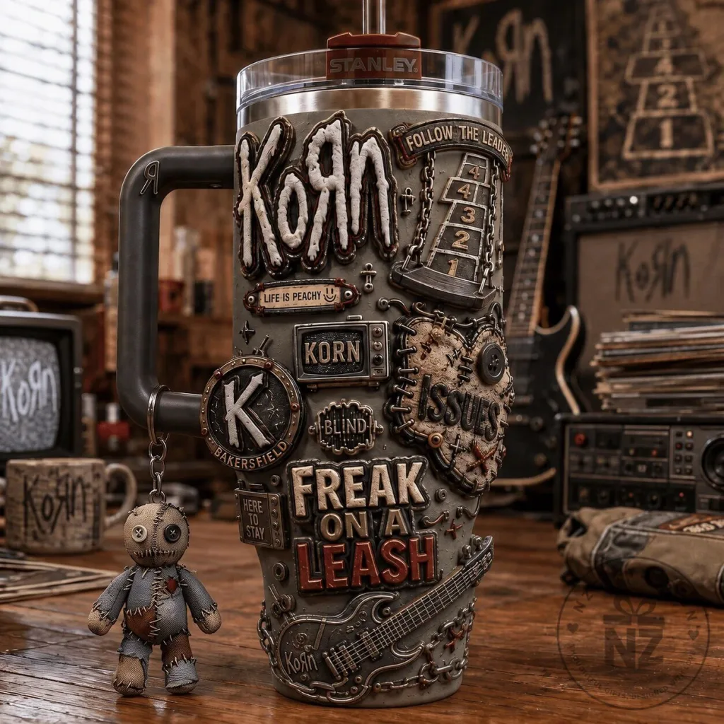 Korn Band Follow The Leader Album Art Stainless Steel Tumbler with Handle Korn Band Follow The Leader Album Art Stainless Steel Tumbler with Handle