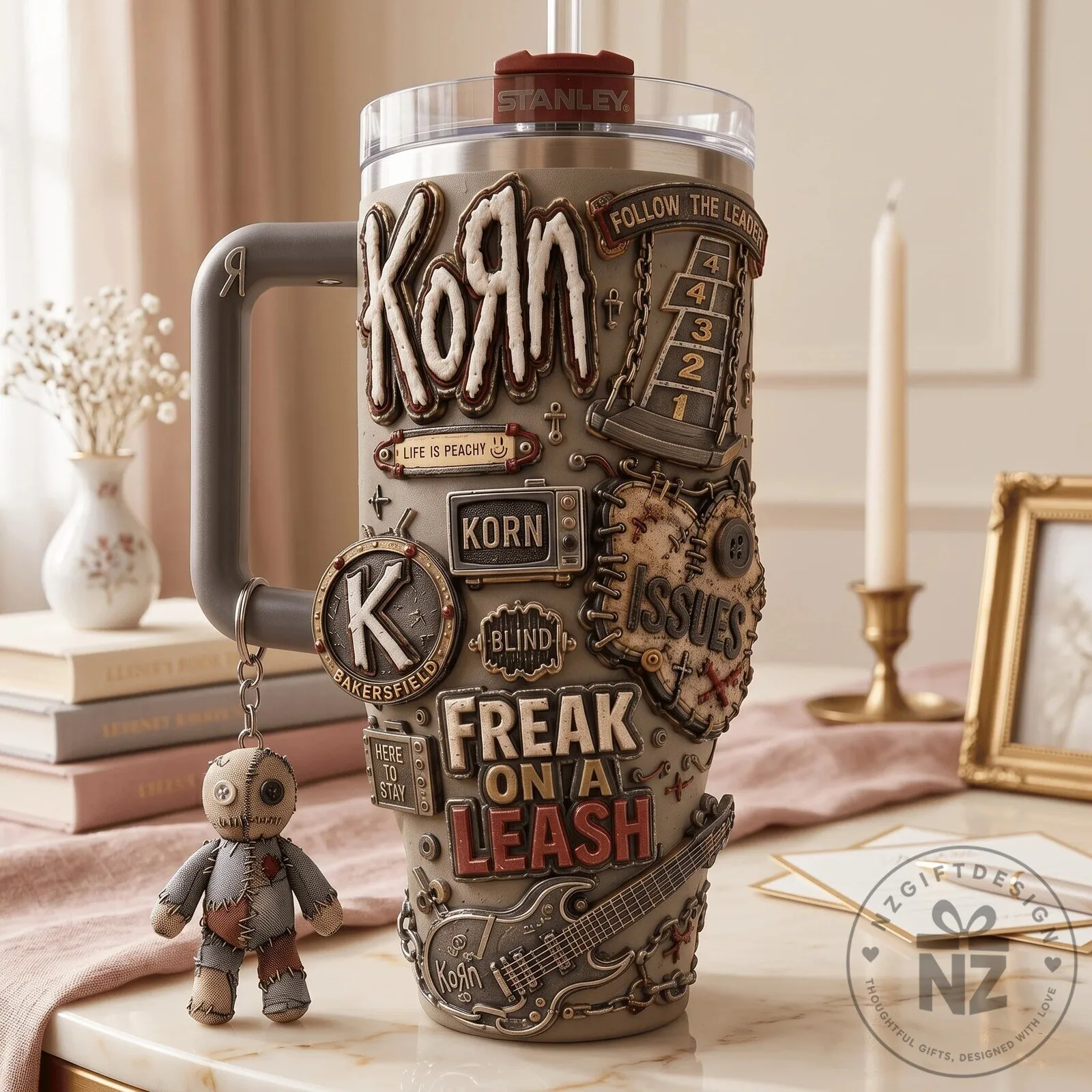 Korn Band Follow The Leader Album Art Stainless Steel Tumbler with Handle 8 Korn Band Follow The Leader Album Art Stainless Steel Tumbler with Handle