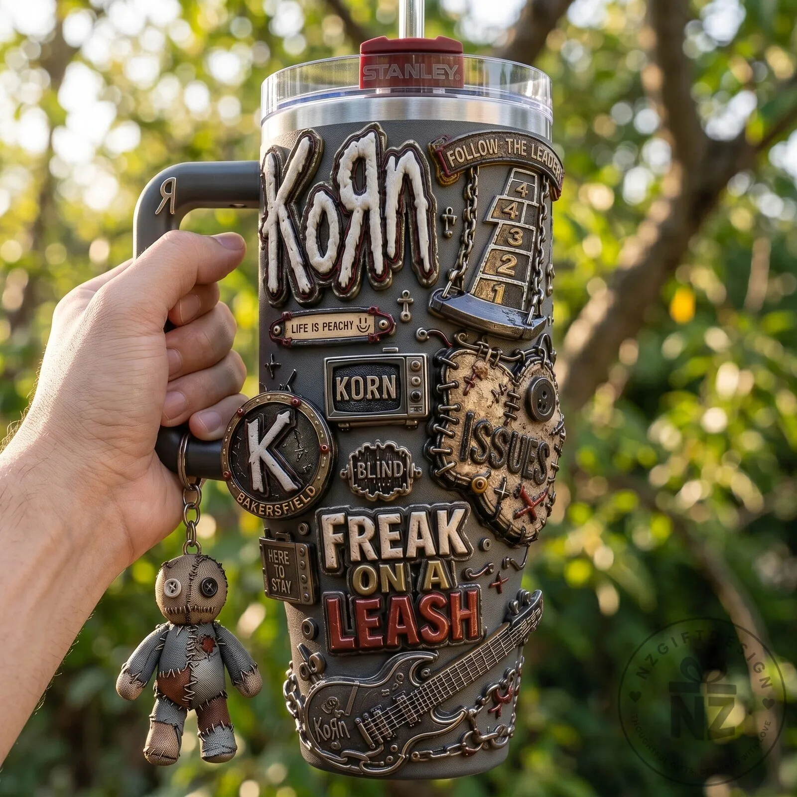 Korn Band Follow The Leader Album Art Stainless Steel Tumbler with Handle 9 Korn Band Follow The Leader Album Art Stainless Steel Tumbler with Handle