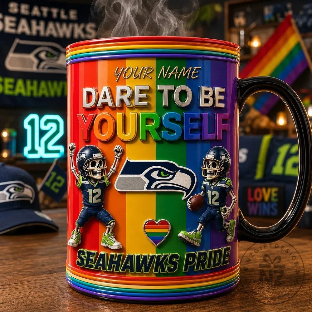 Seattle Seahawks Pride Dare To Be Yourself Rainbow Ceramic Coffee Mug