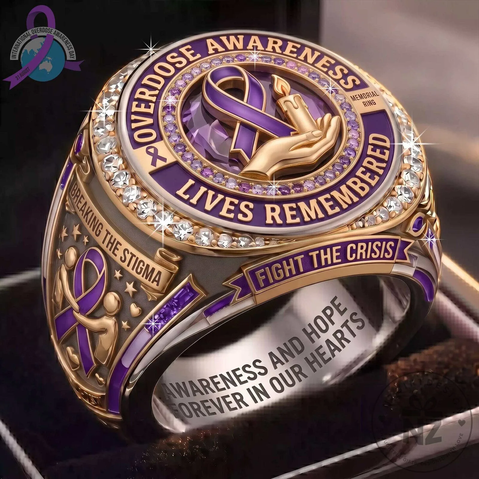 Overdose Awareness Memorial Ring, Breaking The Stigma, Fight The Crisis
