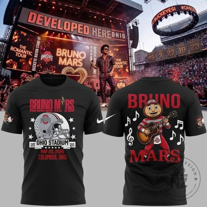 Ohio State Football Bruno Mars The Romantic Tour Ohio Stadium T-Shirt 5 Ohio State Football Bruno Mars The Romantic Tour Ohio Stadium T-Shirt