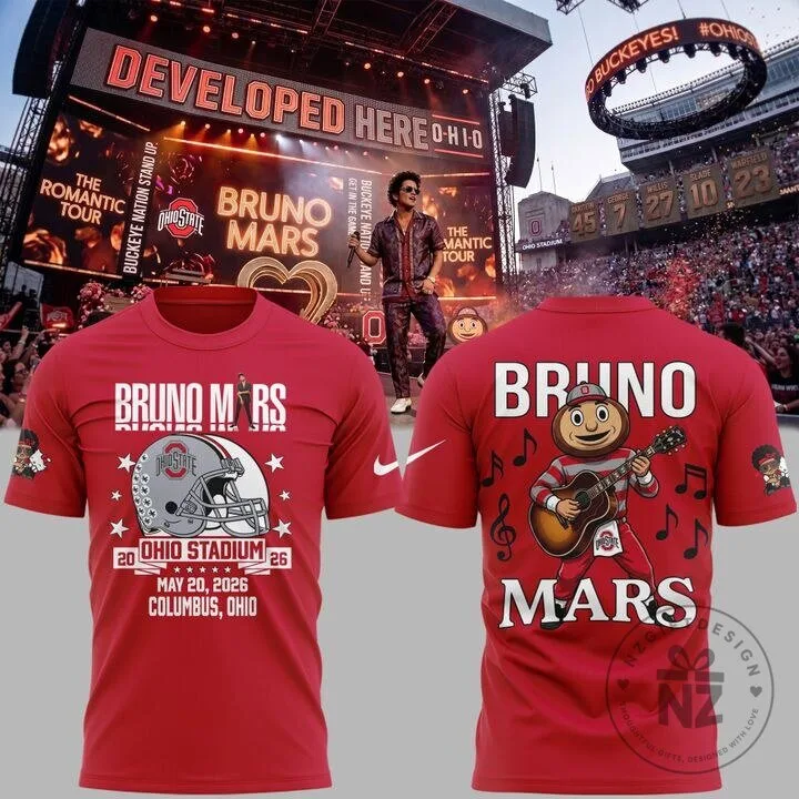 Ohio State Buckeyes Football Bruno Mars The Romantic Tour T-Shirt 8 Ohio State Buckeyes Football Bruno Mars The Romantic Tour T-Shirt
