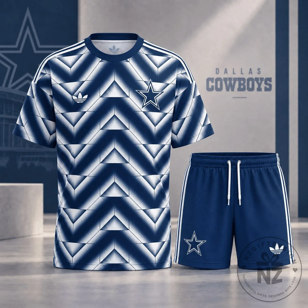 Dallas Cowboys Geometric Pattern Performance Football Jersey and Shorts Set