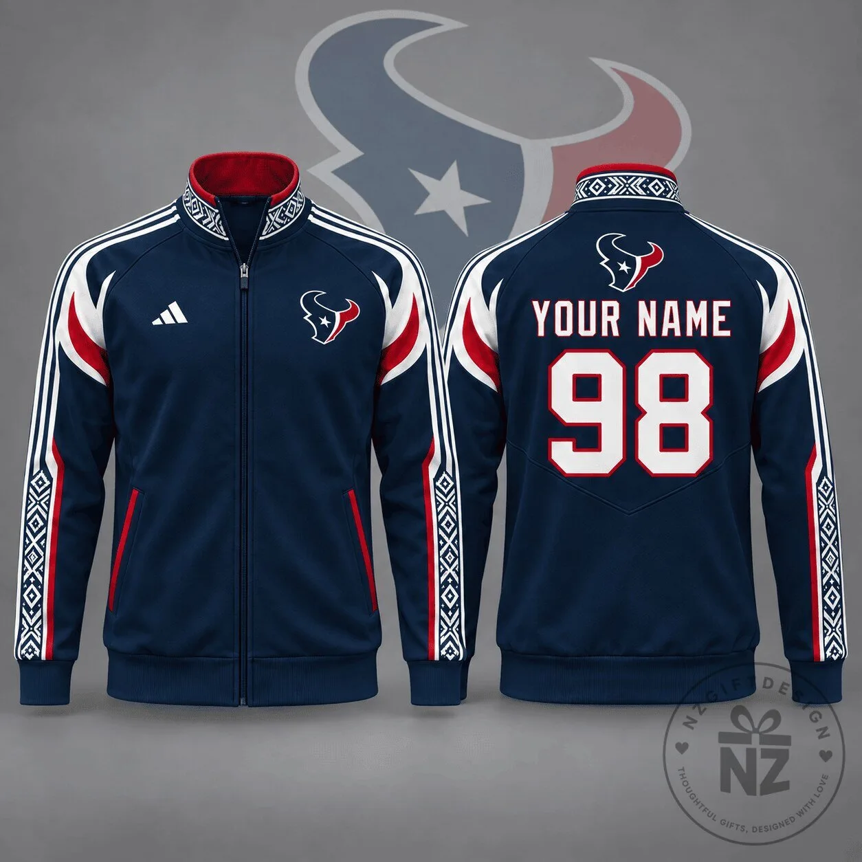 Houston Texans Personalized Team Nordic Zip Up Track Jacket 2 Houston Texans Personalized Team Nordic Zip Up Track Jacket
