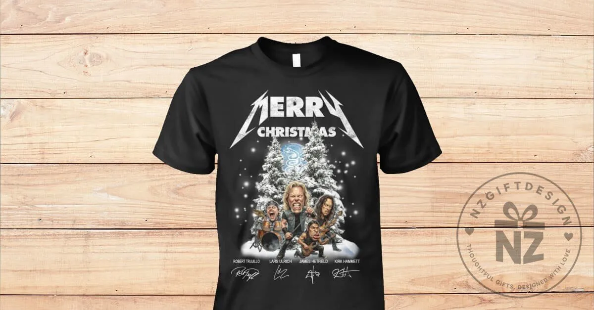 Metallica Merry Christmas Band Members Holiday Black T-Shirt
