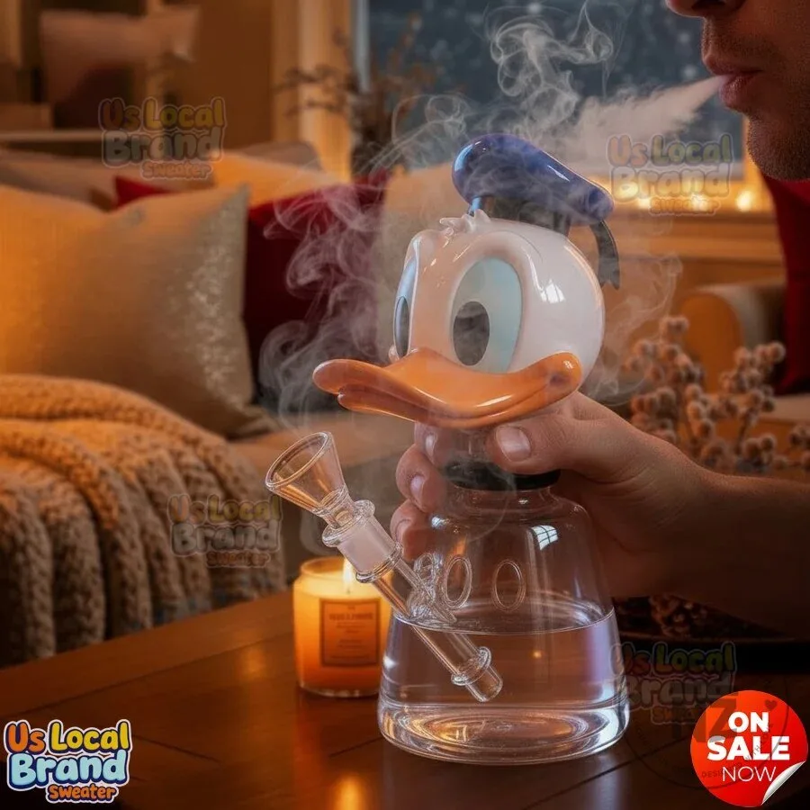 Donald Duck Character Themed Glass Water Pipe Bong with Removable Bowl