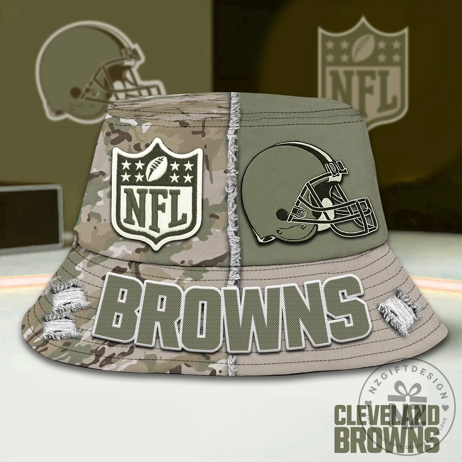 Cleveland Browns NFL Football Camouflage Bucket Hat