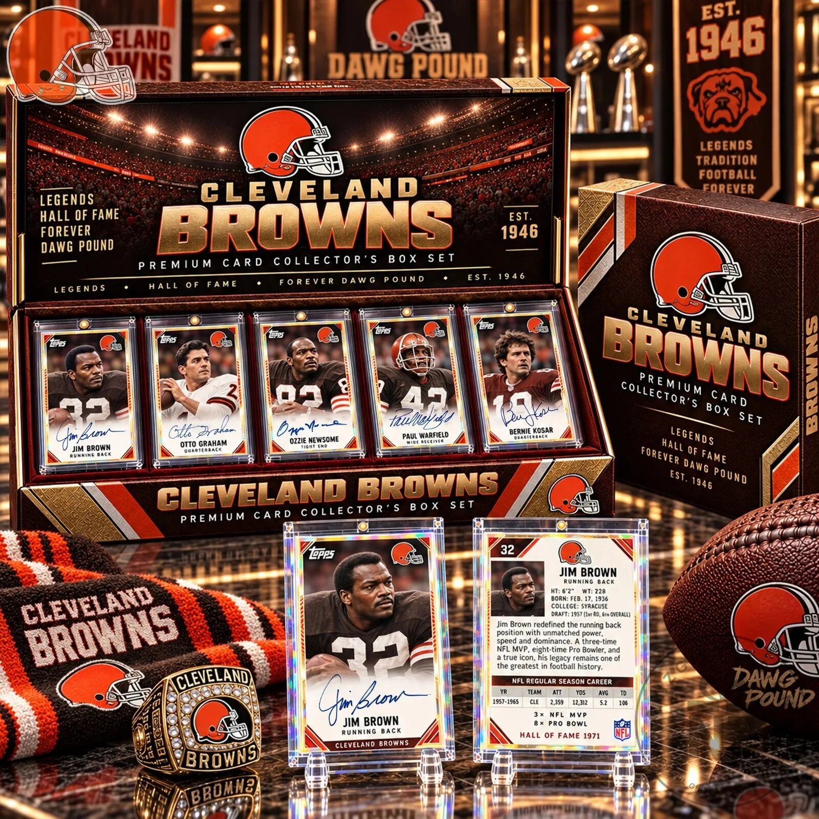Cleveland Browns Football Hall of Fame Premium Card Collector's Box Set