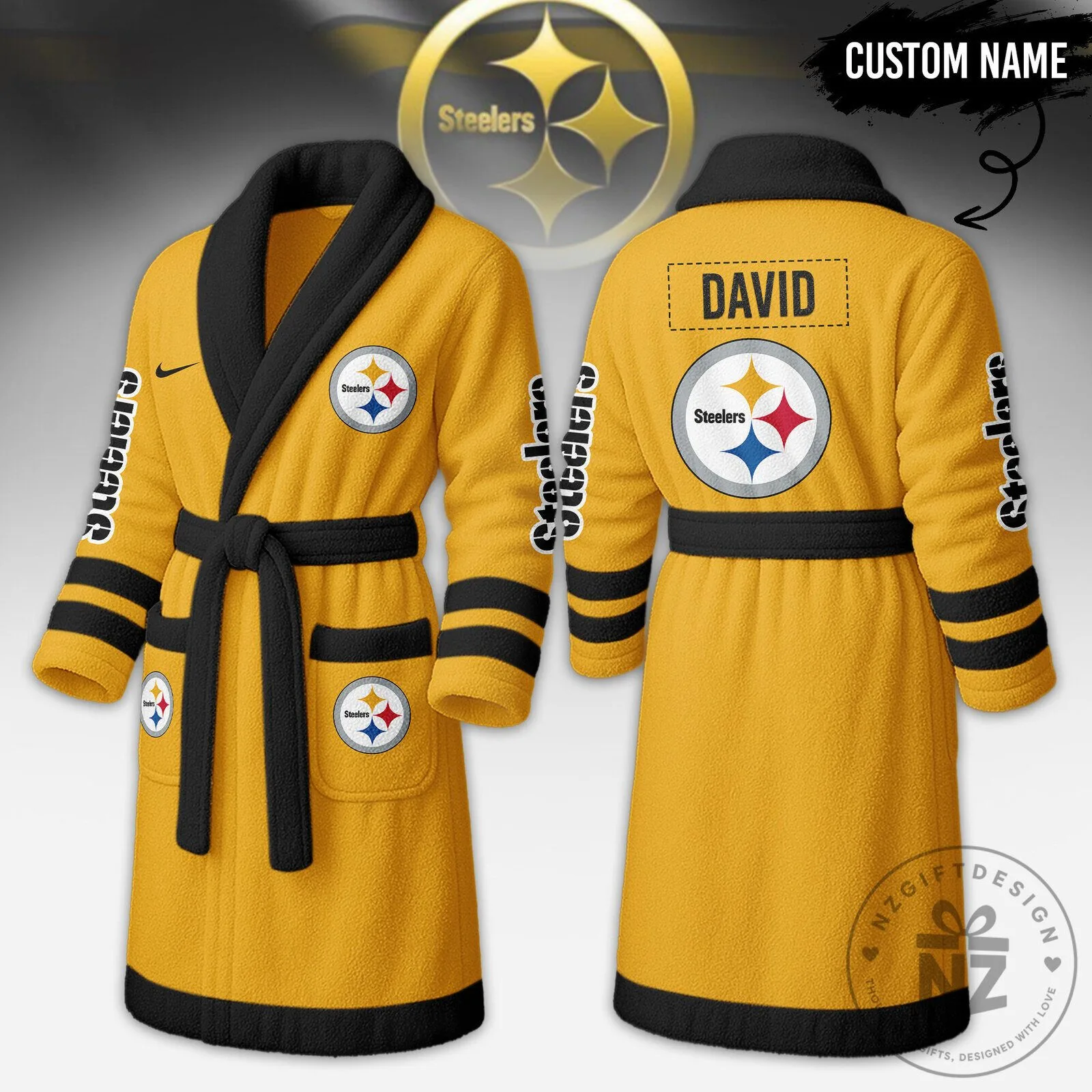 Pittsburgh Steelers Personalized Fleece Bathrobe