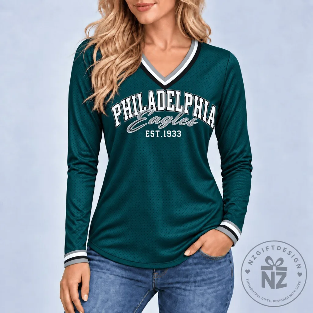 Philadelphia Eagles Established 1933 Football Team Long Sleeve Jersey Philadelphia Eagles Established 1933 Football Team Long Sleeve Jersey