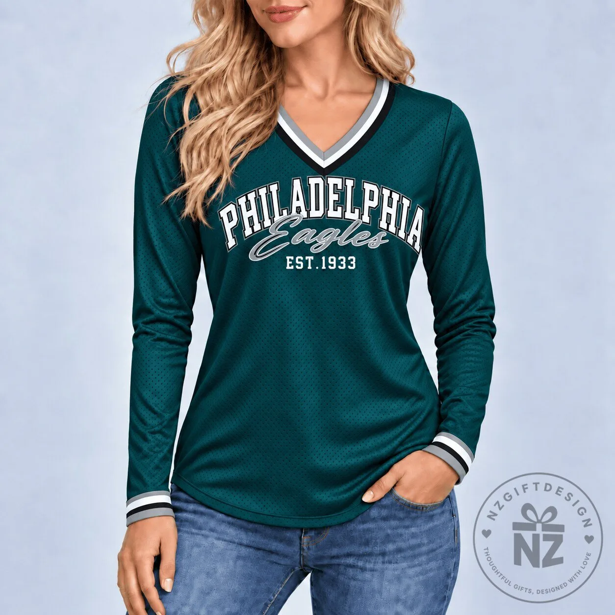 Philadelphia Eagles Established 1933 Football Team Long Sleeve Jersey