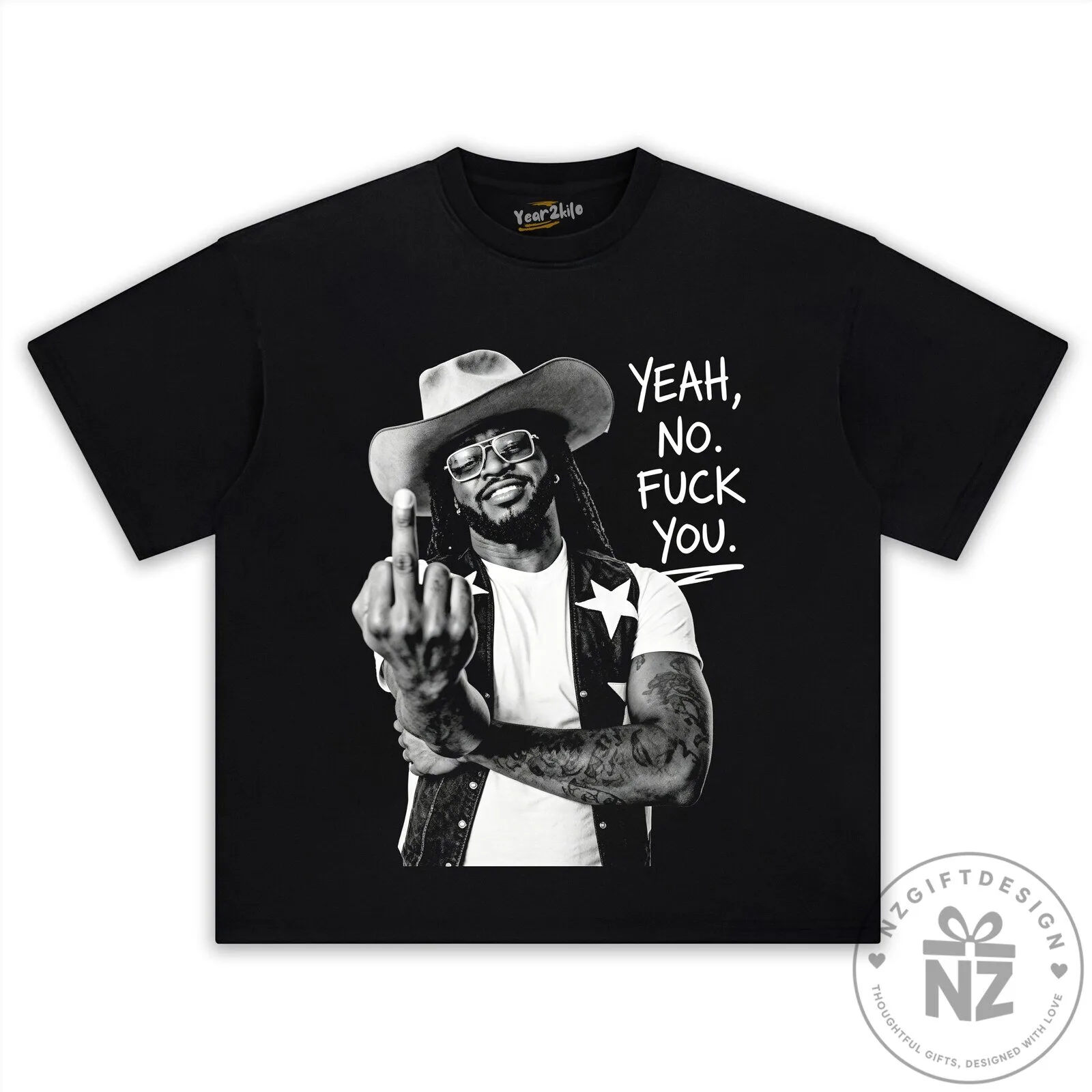Shaboozey Country Music T-Shirt with Yeah No Fuck You Quote