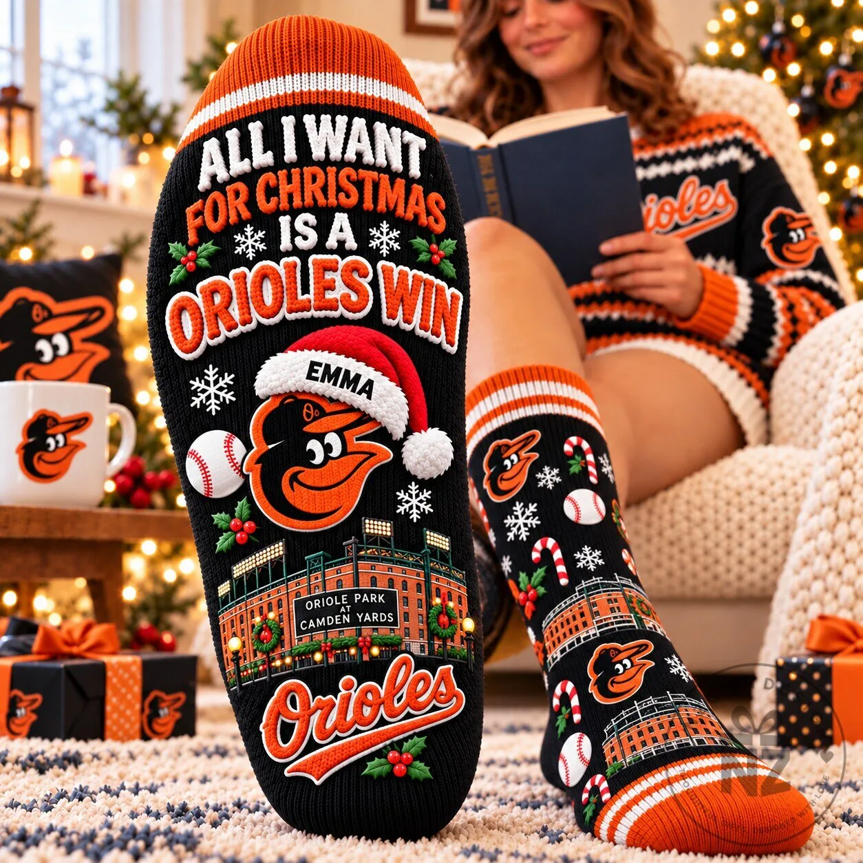 Baltimore Orioles Christmas Socks All I Want for Christmas is an Orioles Win