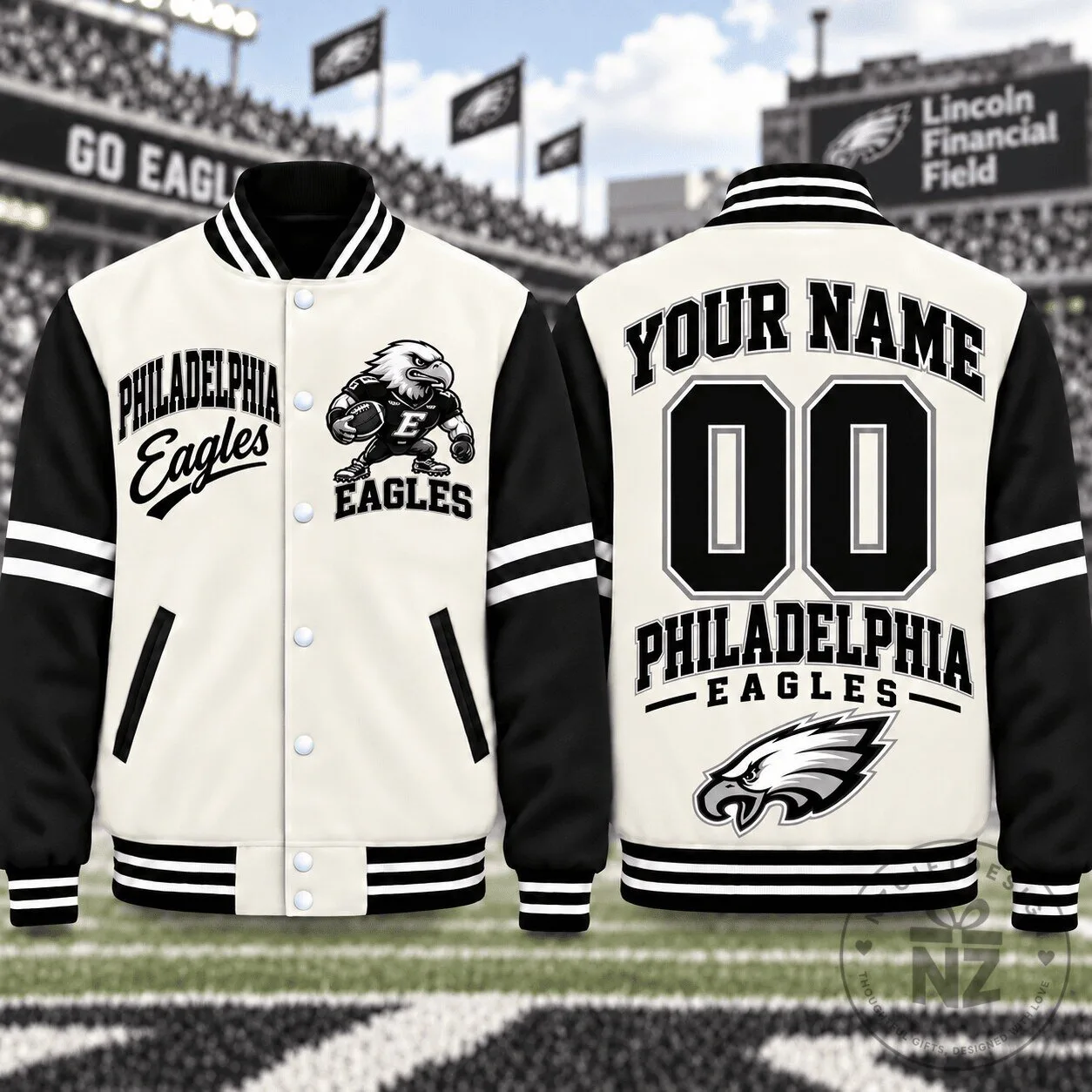 Custom Name and Number Varsity Jacket for Philadelphia Eagles Fans