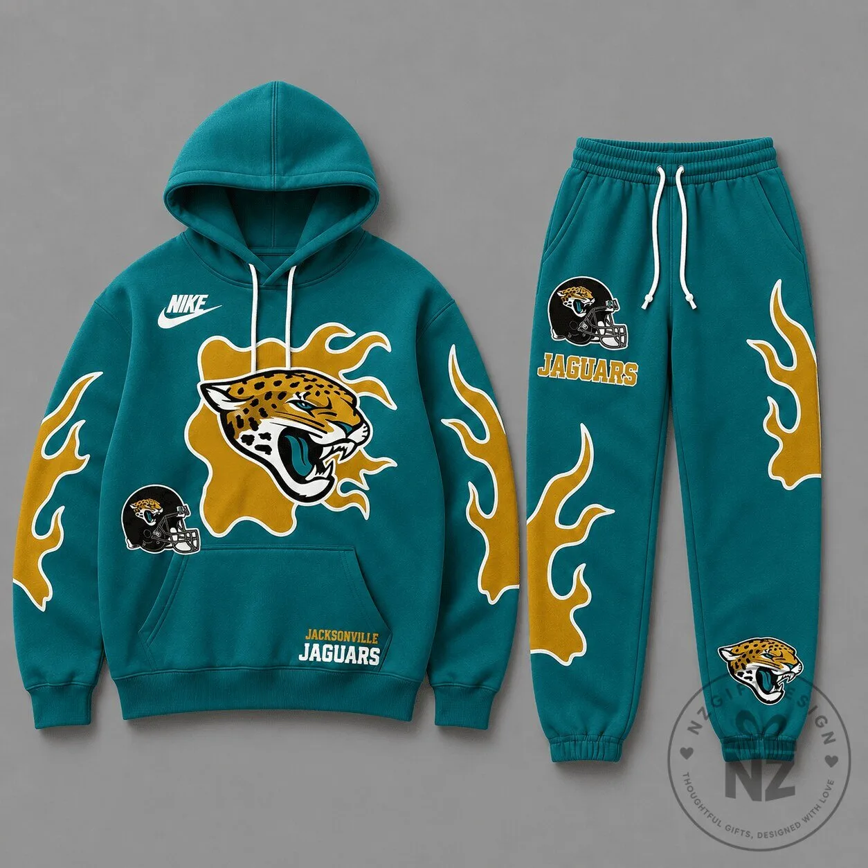 Flame Strike Hoodie and Jogger Set for Jacksonville Jaguars NFL Fans