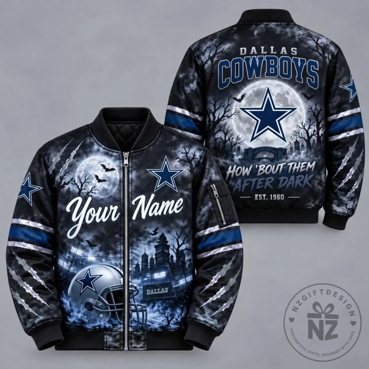 Dallas Cowboys Football Full Moon Stadium After Dark Bomber Jacket