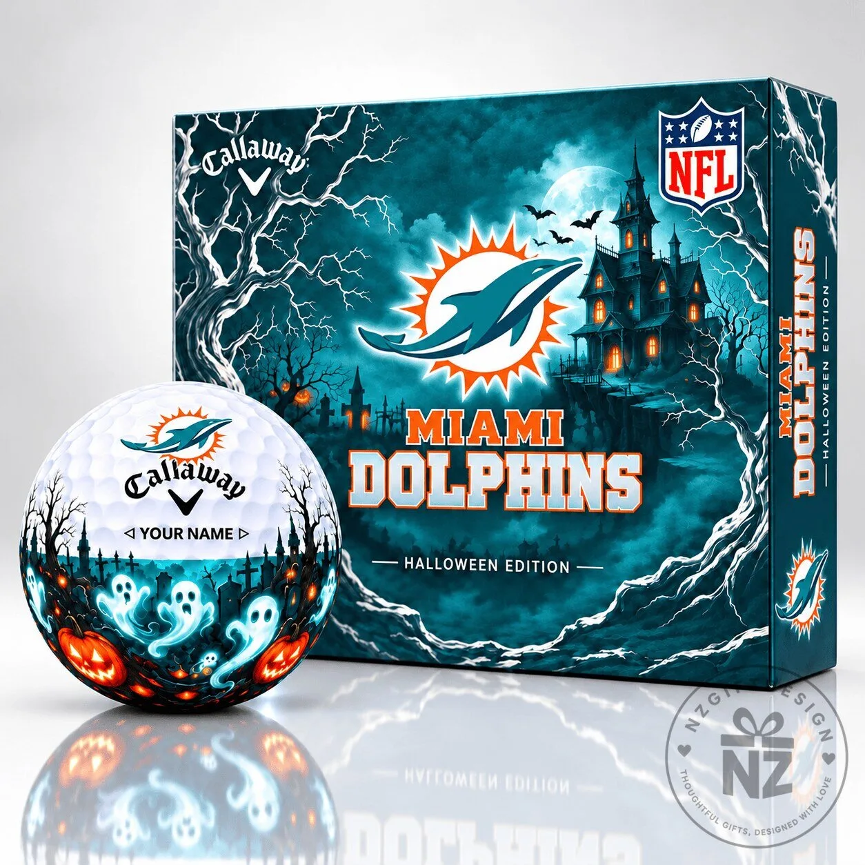 Miami Dolphins Halloween Edition Golf Ball Set with Custom Name