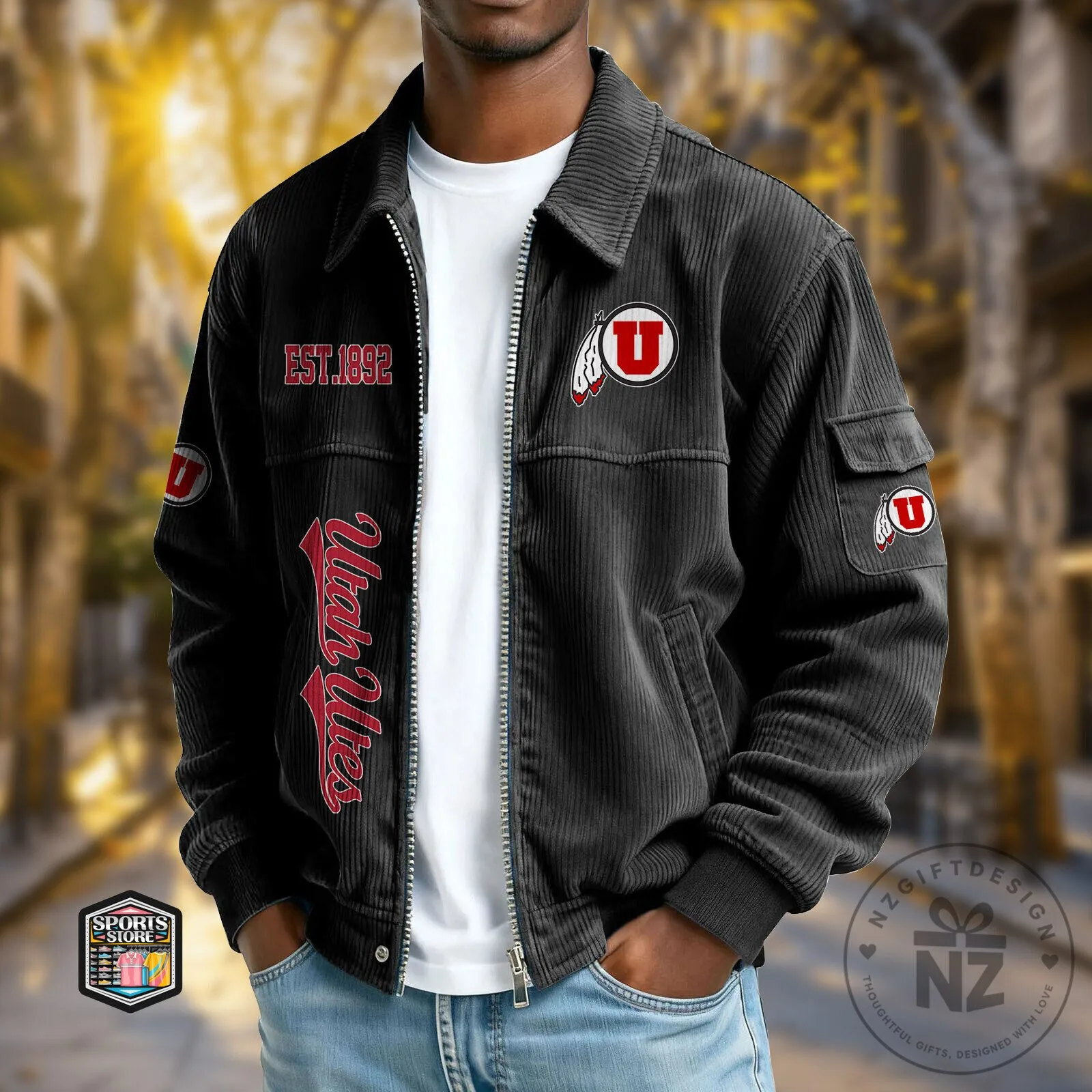 Utah Utes NCAA College Football Team Corduroy Jacket