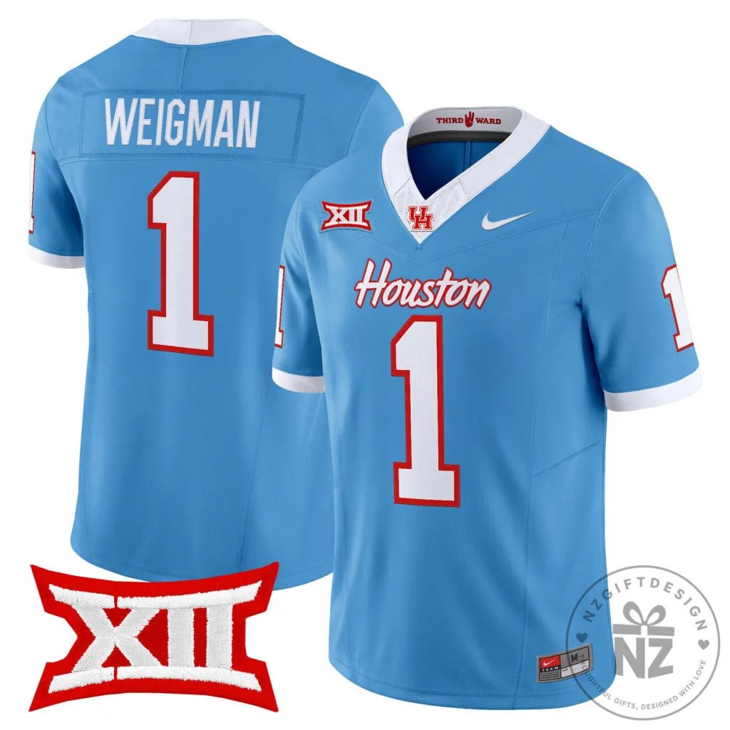 Houston Cougars Football Team Light Blue Number 1 Weigman Vapor Limited Jersey Houston Cougars Football Team Light Blue Number 1 Weigman Vapor Limited Jersey