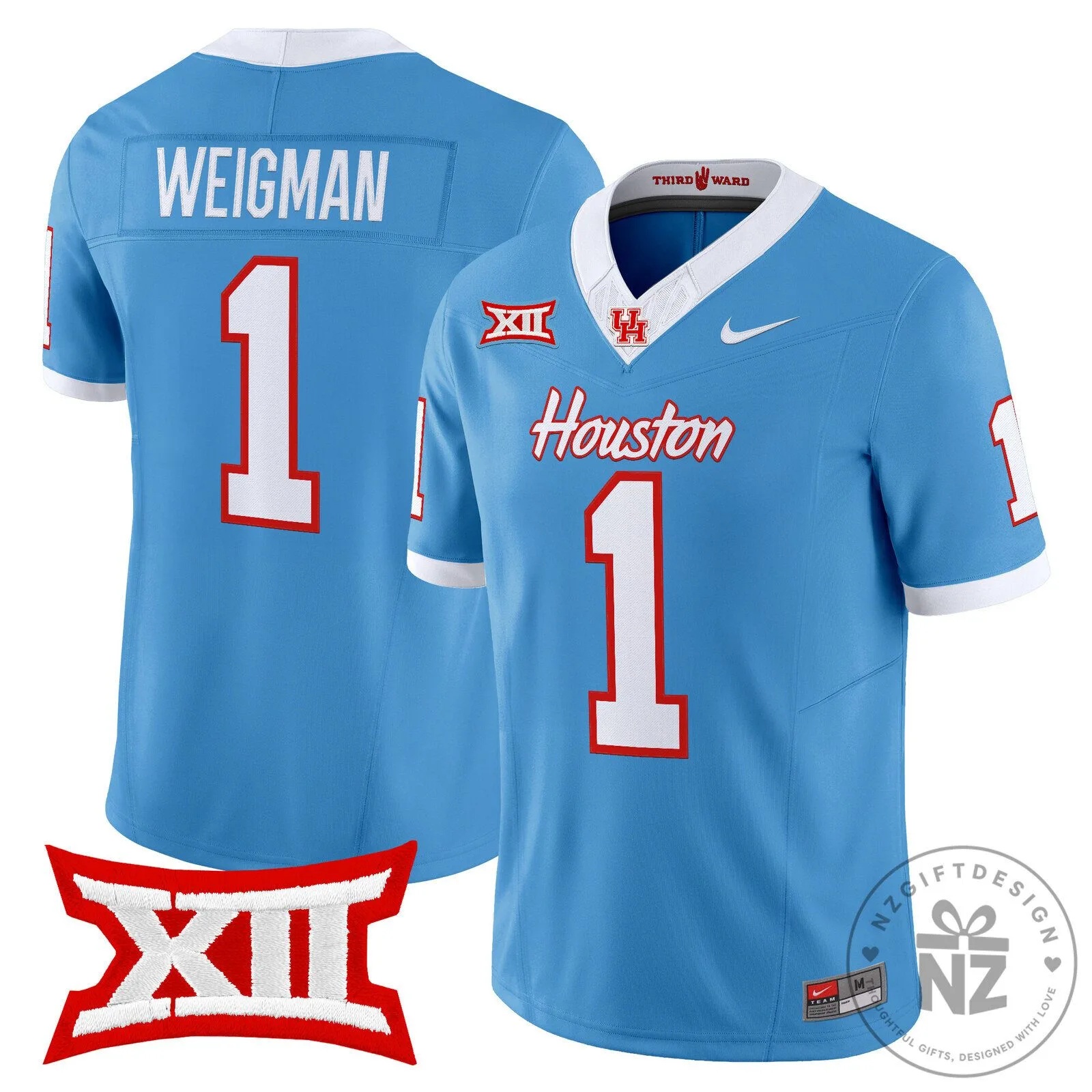 Houston Cougars Football Team Light Blue Number 1 Weigman Vapor Limited Jersey 2 Houston Cougars Football Team Light Blue Number 1 Weigman Vapor Limited Jersey