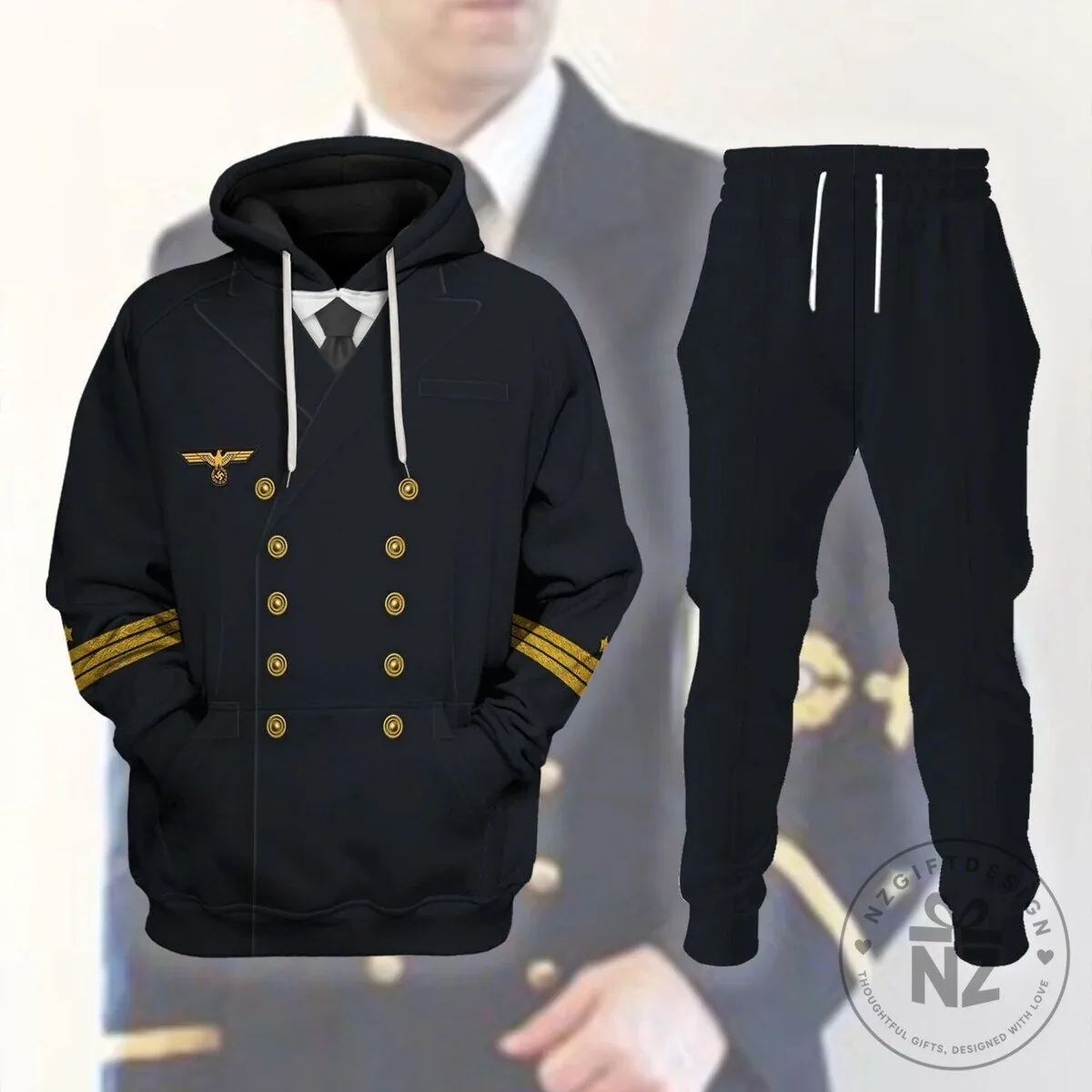 German Kriegsmarine Officer Uniform Hoodie and Sweatpants Set