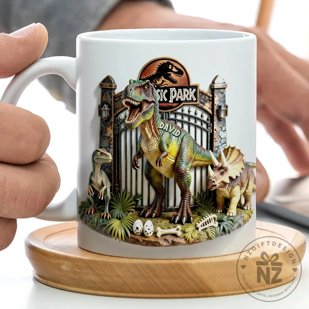 Jurassic Park Dinosaurs Personalized White Coffee Mug